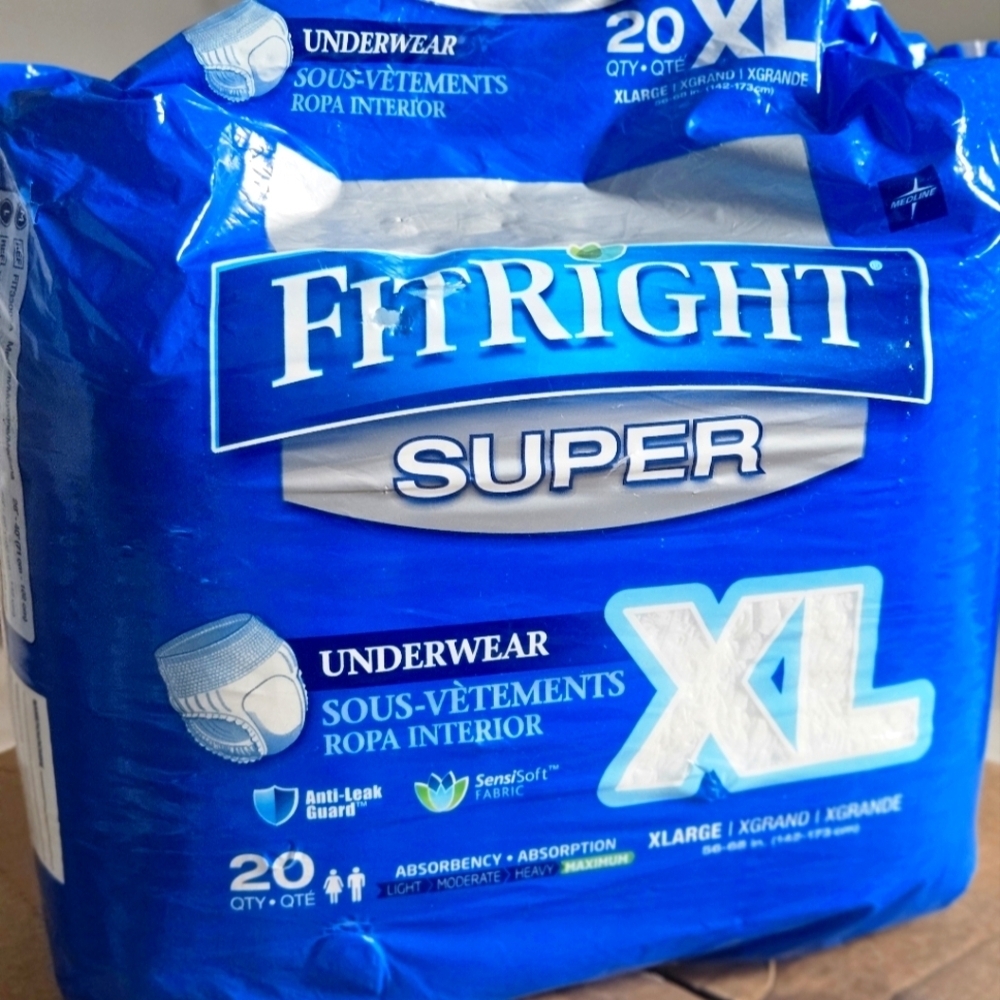 Medline FitRight Super Adult XL Incontinence Underwear MAXIMUM Absorbency 20 Ct